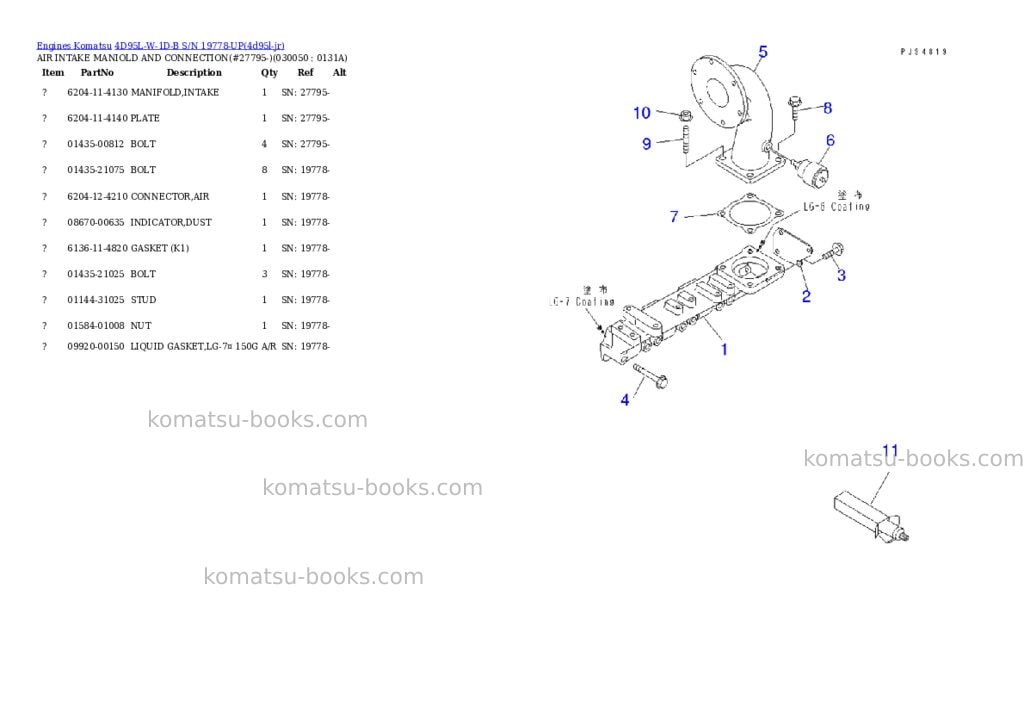 Komatsu 4D95L-W-1D-B S/N 19778-UP Parts catalog cover Page 4 Komatsu 4D95L-W-1D-B S/N 19778-UP Parts catalog cover Page 4