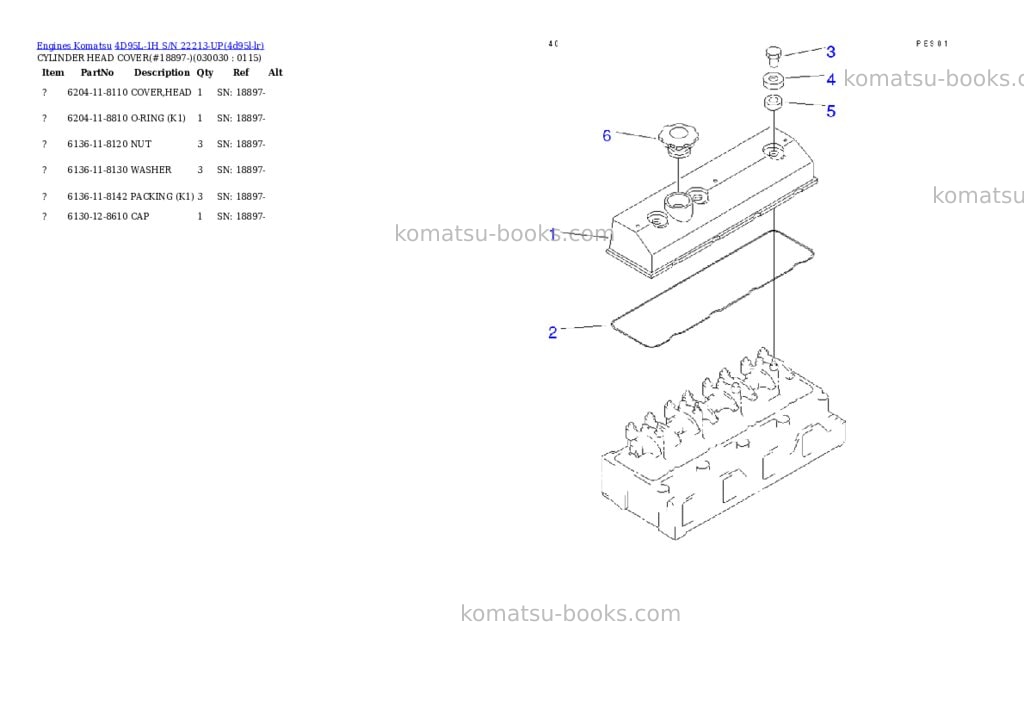 Komatsu 4d95l-1h s/n 22213-up Parts catalog cover Page 2 Komatsu 4d95l-1h s/n 22213-up Parts catalog cover Page 2