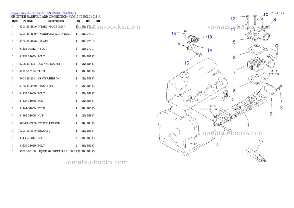 Komatsu 4d95l-1h s/n 22213-up Parts catalog cover Page 4 Komatsu 4d95l-1h s/n 22213-up Parts catalog cover Page 4