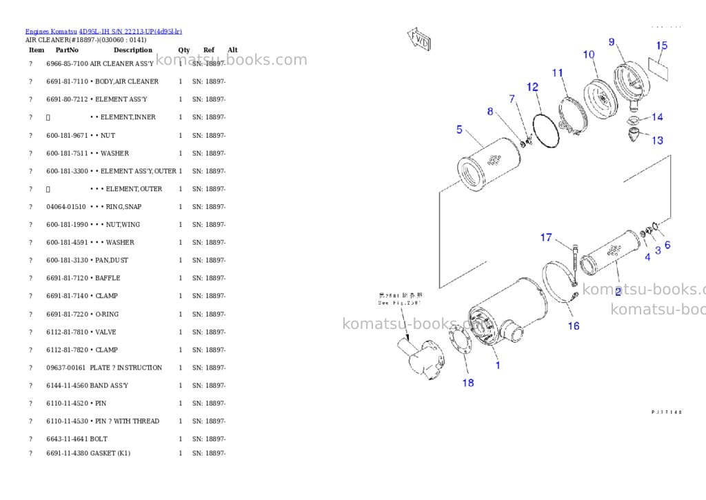 Komatsu 4d95l-1h s/n 22213-up Parts catalog cover Page 5 Komatsu 4d95l-1h s/n 22213-up Parts catalog cover Page 5
