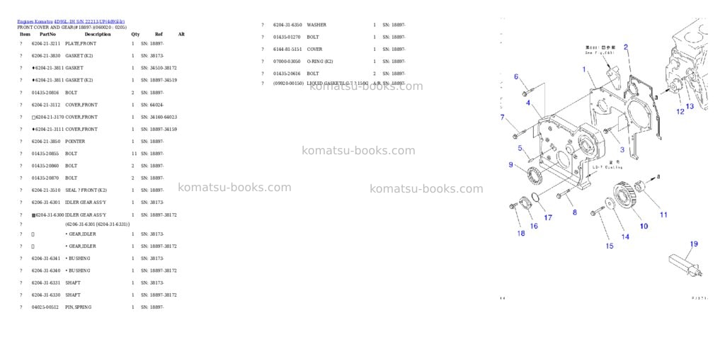 Komatsu 4d95l-1h s/n 22213-up Parts catalog cover Page 8 Komatsu 4d95l-1h s/n 22213-up Parts catalog cover Page 8