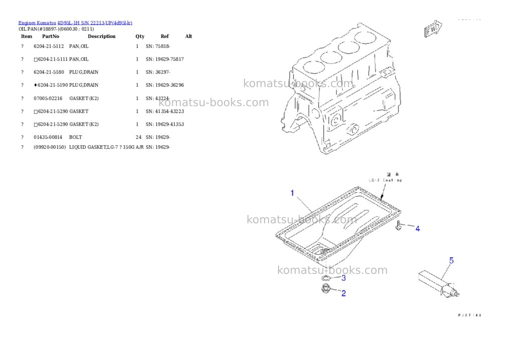 Komatsu 4d95l-1h s/n 22213-up Parts catalog cover Page 9 Komatsu 4d95l-1h s/n 22213-up Parts catalog cover Page 9