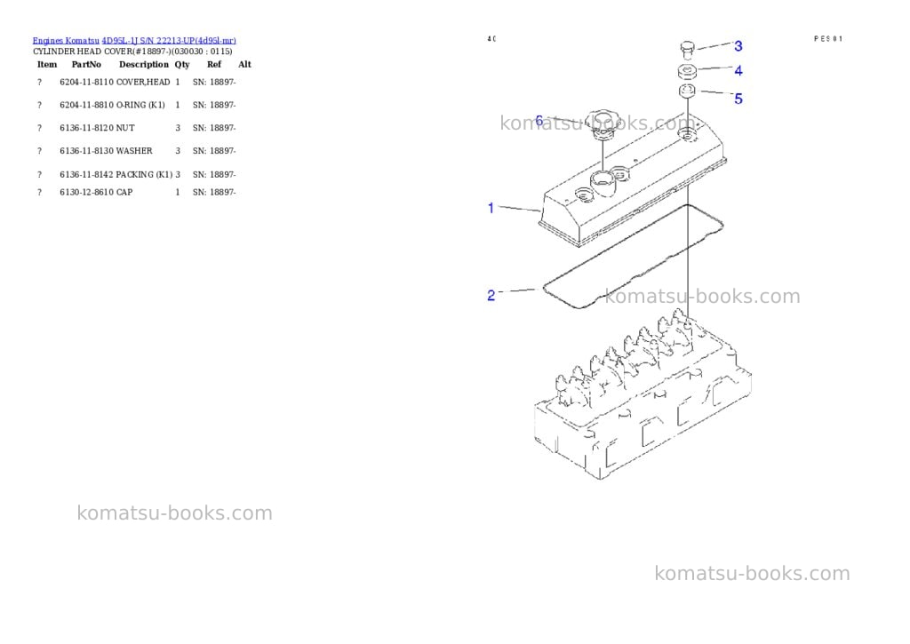 Komatsu 4D95L-1J S/N 22213-UP Parts catalog cover Page 2 Komatsu 4D95L-1J S/N 22213-UP Parts catalog cover Page 2