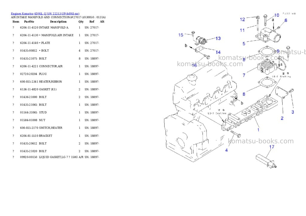 Komatsu 4D95L-1J S/N 22213-UP Parts catalog cover Page 4 Komatsu 4D95L-1J S/N 22213-UP Parts catalog cover Page 4