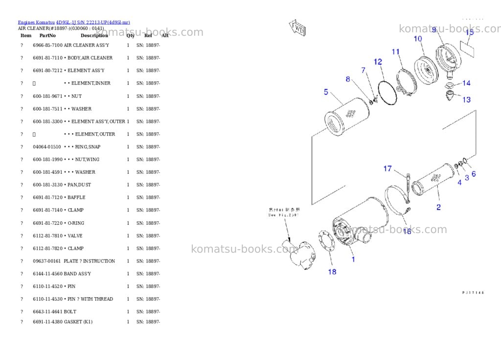 Komatsu 4D95L-1J S/N 22213-UP Parts catalog cover Page 5 Komatsu 4D95L-1J S/N 22213-UP Parts catalog cover Page 5
