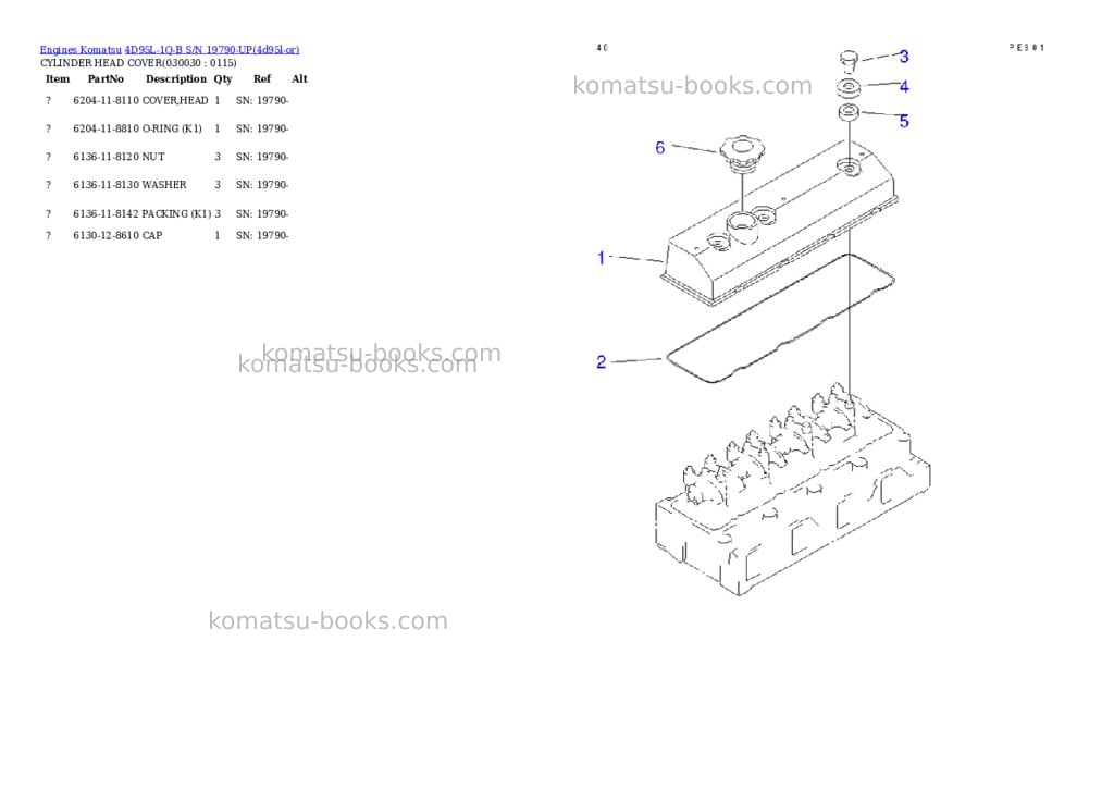 Komatsu 4D95L-1Q-B S/N 19790-UP Parts catalog cover Page 2
