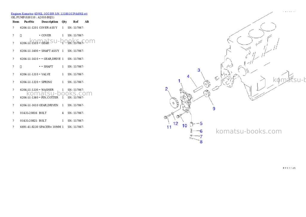 Komatsu 4D95L-1GG-BR S/N 131803-UP Parts catalog cover Page 10