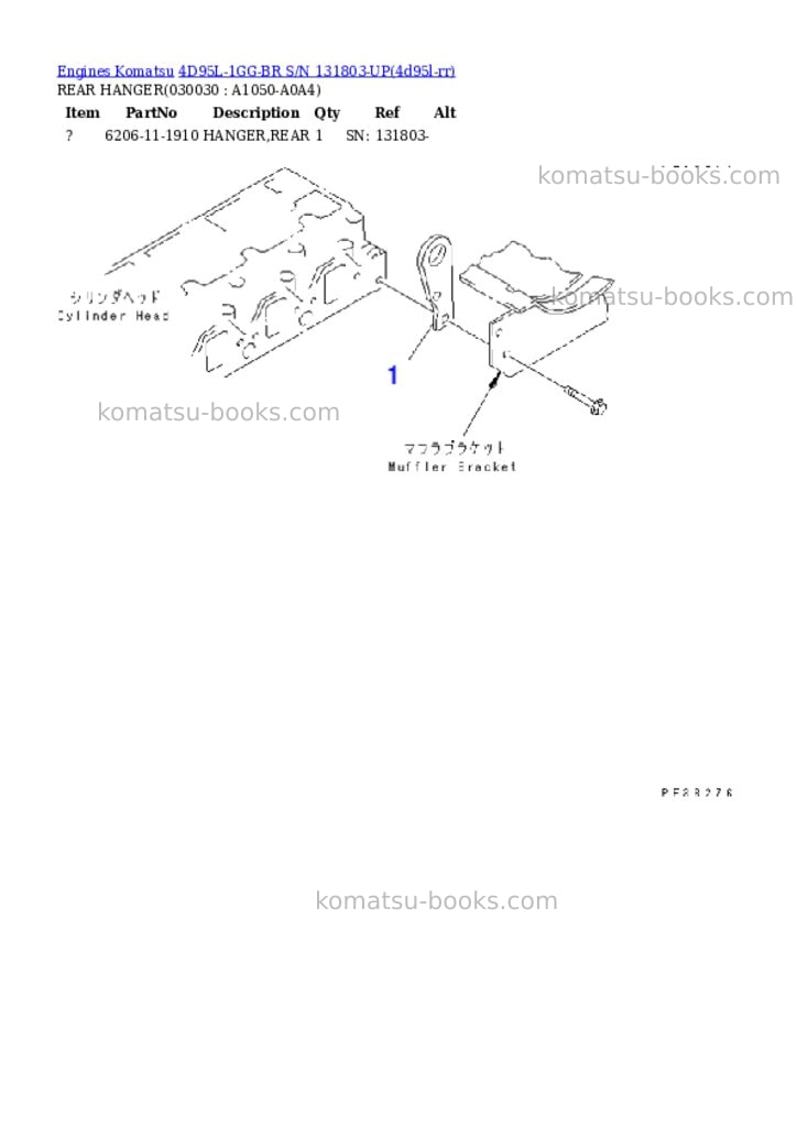 Komatsu 4D95L-1GG-BR S/N 131803-UP Parts catalog cover Page 2