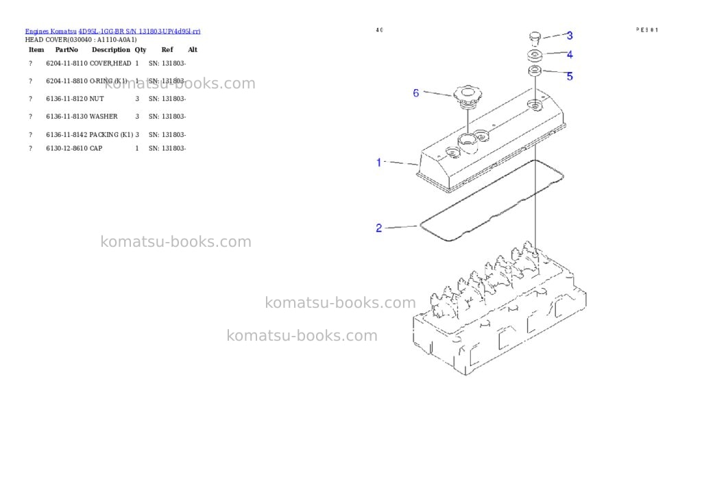 Komatsu 4D95L-1GG-BR S/N 131803-UP Parts catalog cover Page 3