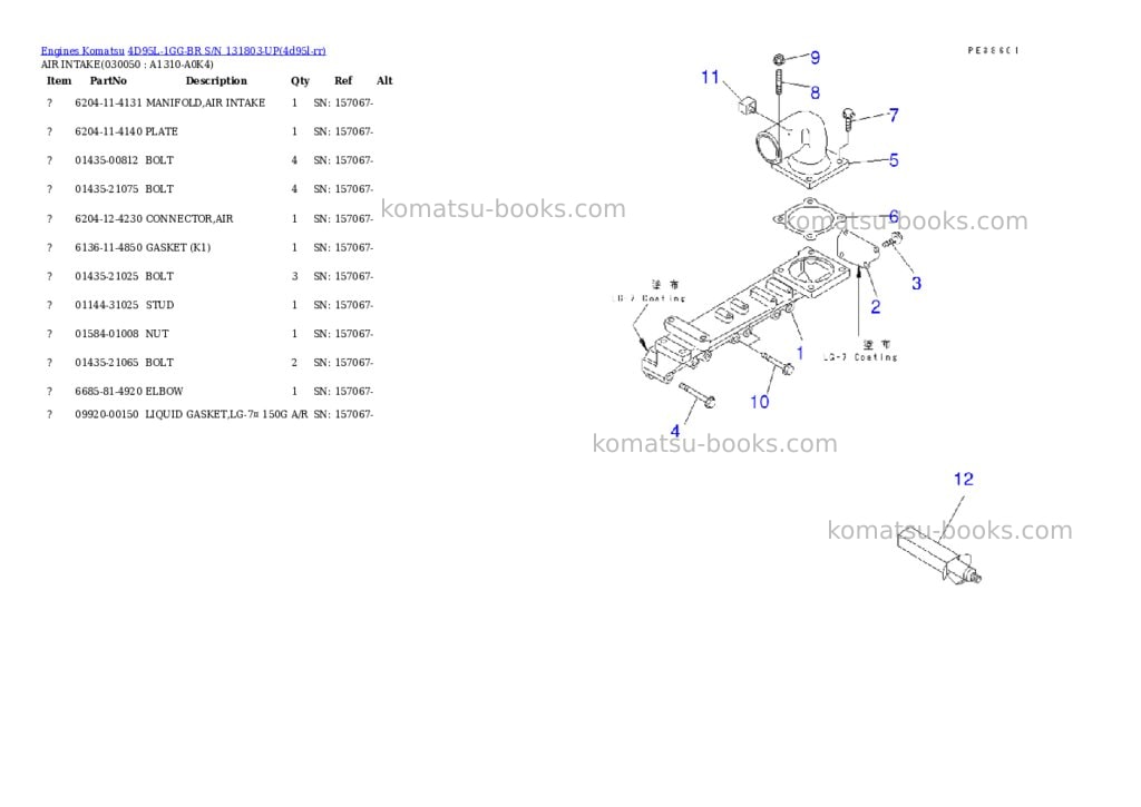 Komatsu 4D95L-1GG-BR S/N 131803-UP Parts catalog cover Page 4
