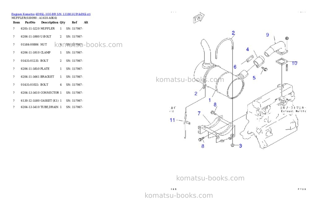 Komatsu 4D95L-1GG-BR S/N 131803-UP Parts catalog cover Page 8