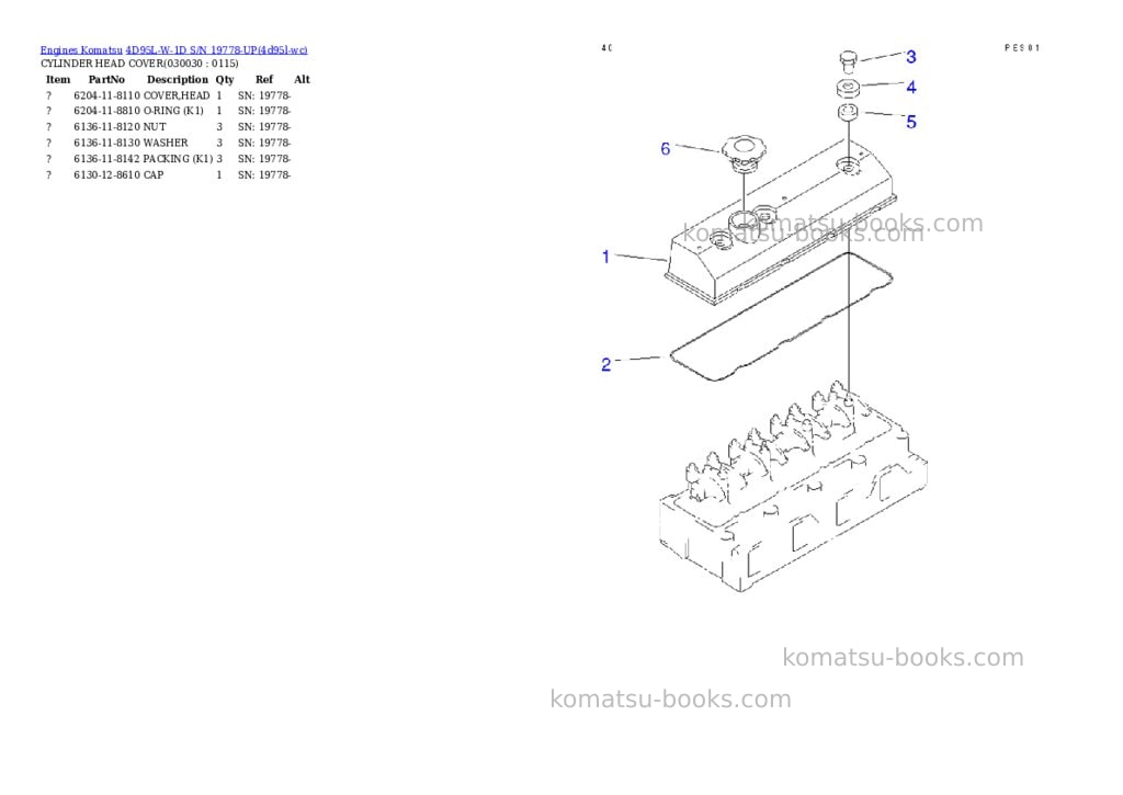 Komatsu 4d95l-w-1d s/n 19778-up Parts catalog cover Page 2