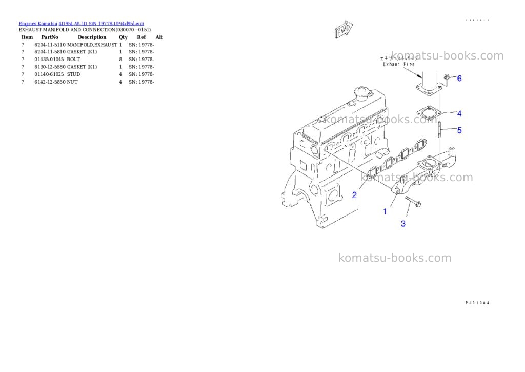 Komatsu 4d95l-w-1d s/n 19778-up Parts catalog cover Page 6