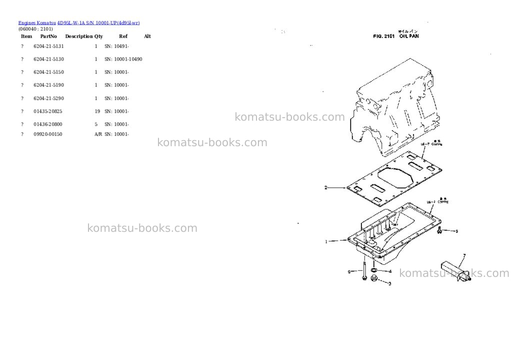 Komatsu 4D95L-W-1A S/N 10001-UP Parts catalog cover Page 10 Komatsu 4D95L-W-1A S/N 10001-UP Parts catalog cover Page 10
