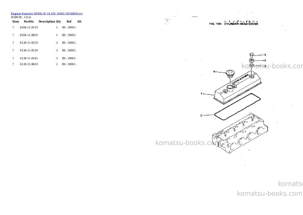 Komatsu 4D95L-W-1A S/N 10001-UP Parts catalog cover Page 2 Komatsu 4D95L-W-1A S/N 10001-UP Parts catalog cover Page 2