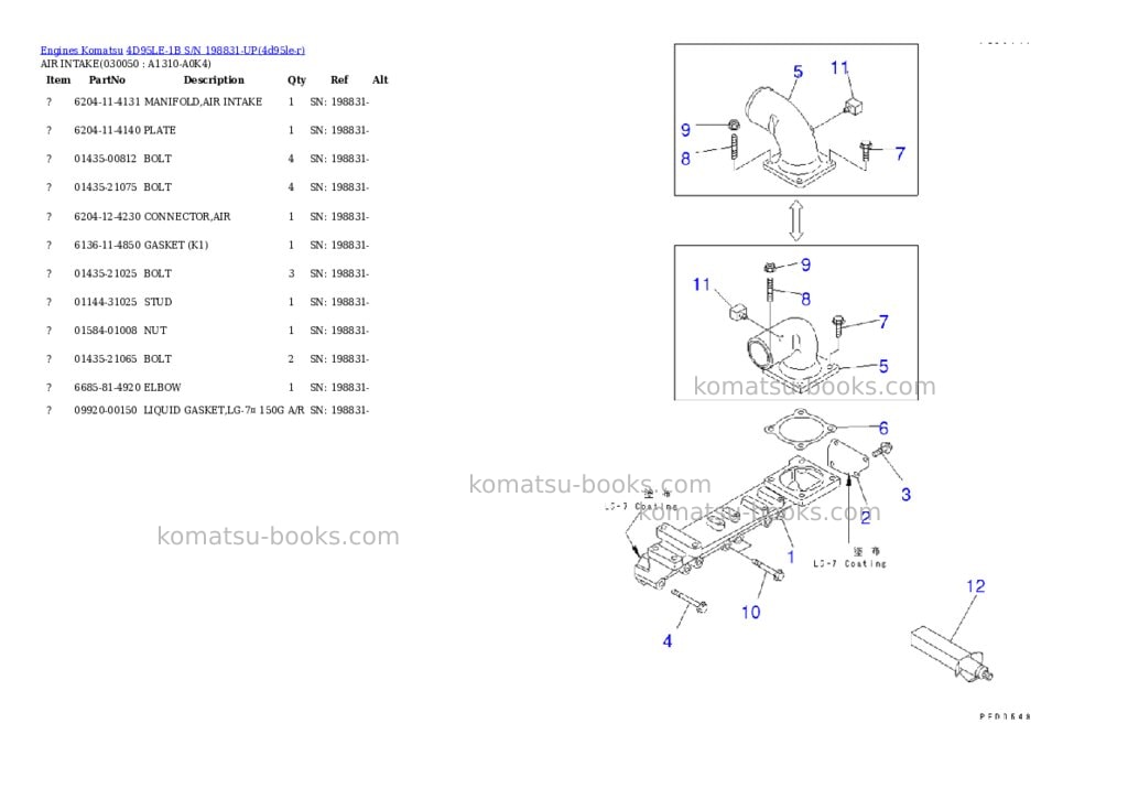 Komatsu 4d95le-1b s/n 198831-up Parts catalog cover Page 4 Komatsu 4d95le-1b s/n 198831-up Parts catalog cover Page 4