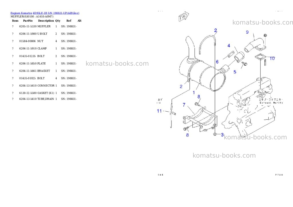 Komatsu 4d95le-1b s/n 198831-up Parts catalog cover Page 9 Komatsu 4d95le-1b s/n 198831-up Parts catalog cover Page 9