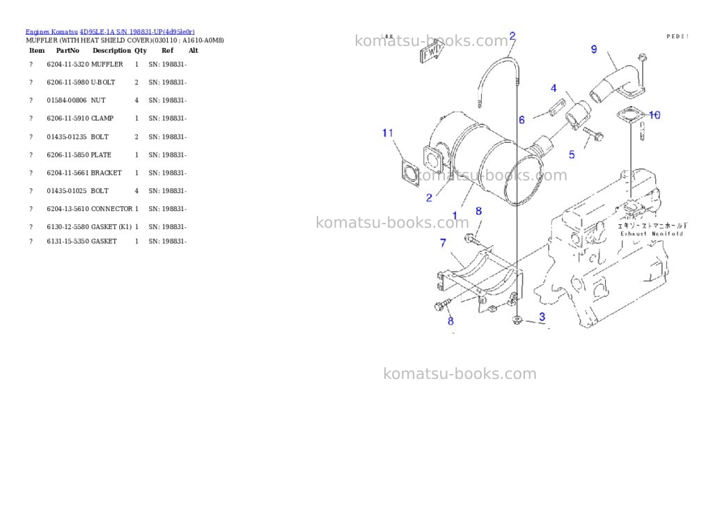 Komatsu 4d95le-1a s/n 198831-up Parts catalog cover Page 10