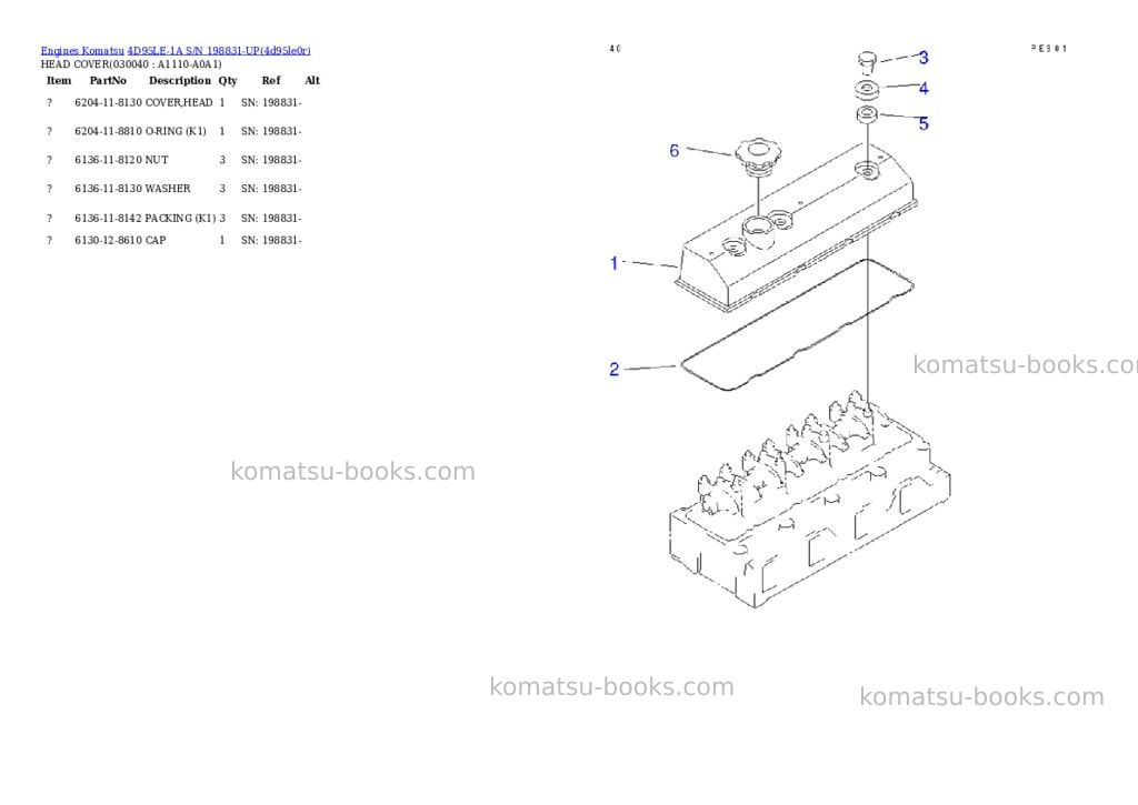 Komatsu 4d95le-1a s/n 198831-up Parts catalog cover Page 3
