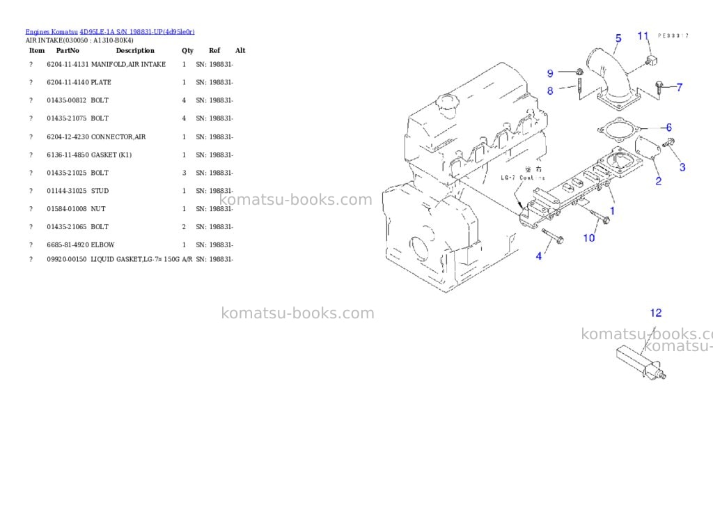 Komatsu 4d95le-1a s/n 198831-up Parts catalog cover Page 4