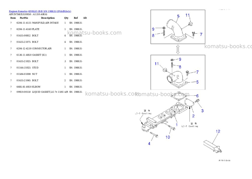 Komatsu 4d95le-1b-b s/n 198831-up Parts catalog cover Page 4