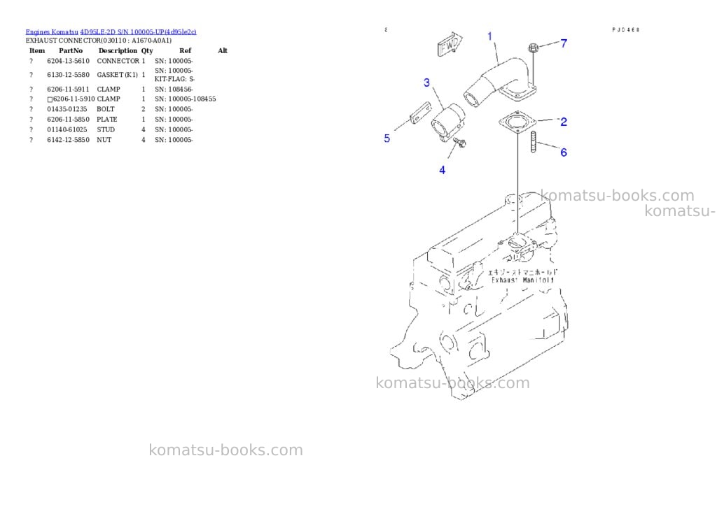 Komatsu 4D95LE-2D S/N 100005-UP Parts catalog cover Page 10
