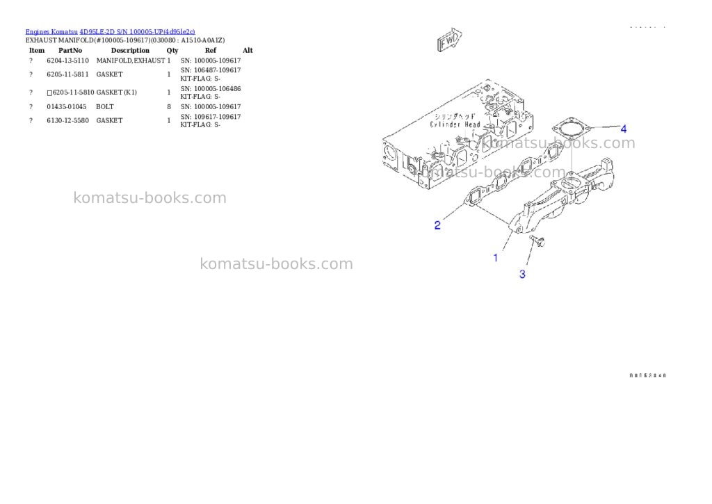 Komatsu 4D95LE-2D S/N 100005-UP Parts catalog cover Page 7