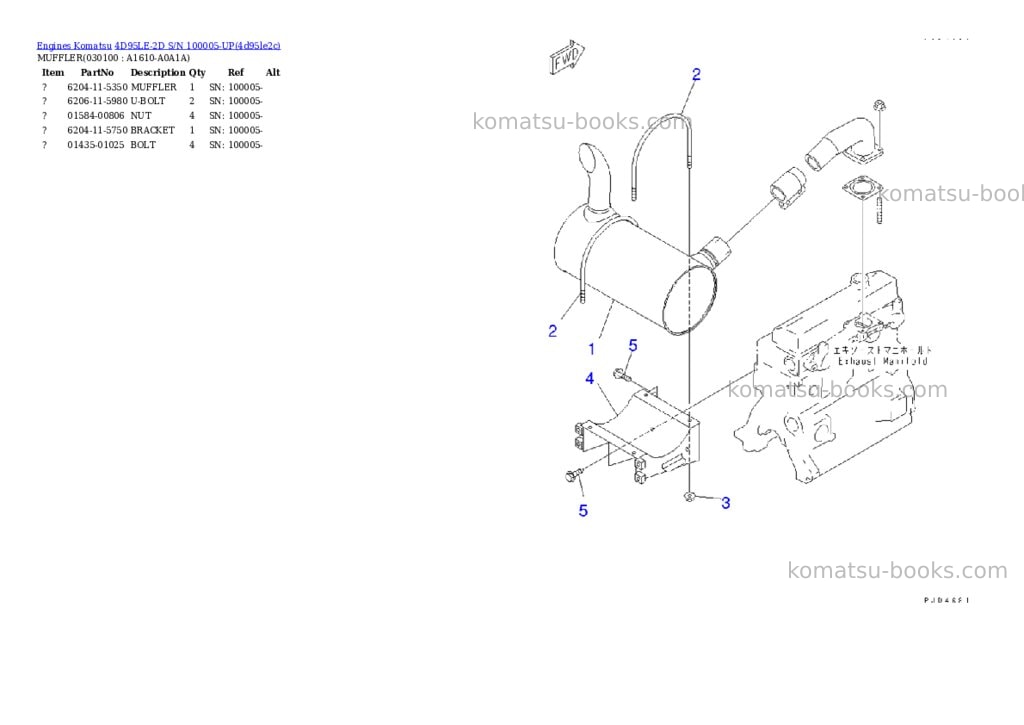 Komatsu 4D95LE-2D S/N 100005-UP Parts catalog cover Page 9