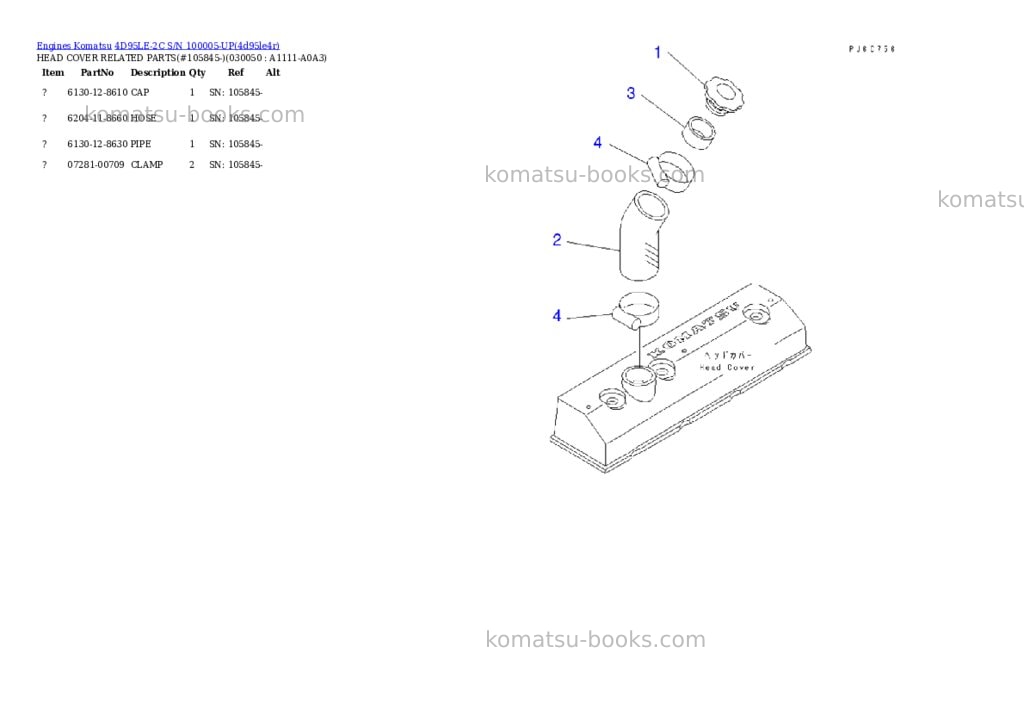 Komatsu 4D95LE-2C S/N 100005-UP Parts catalog cover Page 4 Komatsu 4D95LE-2C S/N 100005-UP Parts catalog cover Page 4