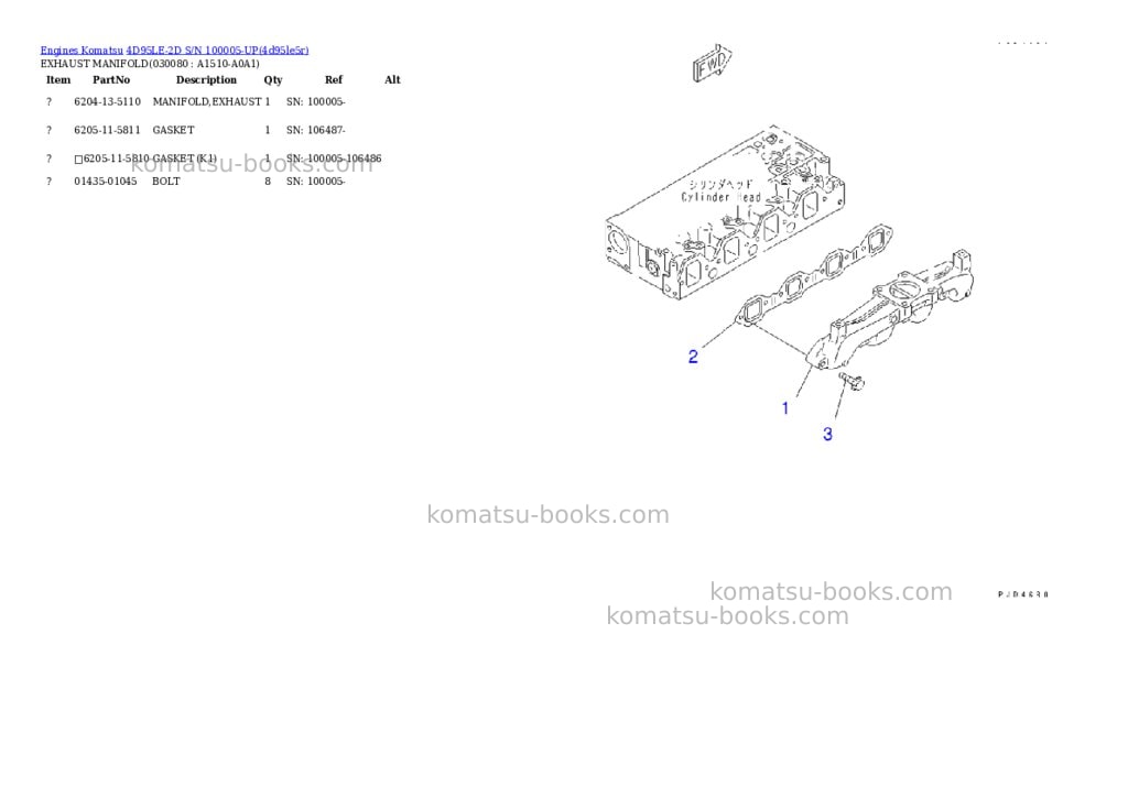 Komatsu 4d95le-2d s/n 100005-up Parts catalog cover Page 7 Komatsu 4d95le-2d s/n 100005-up Parts catalog cover Page 7