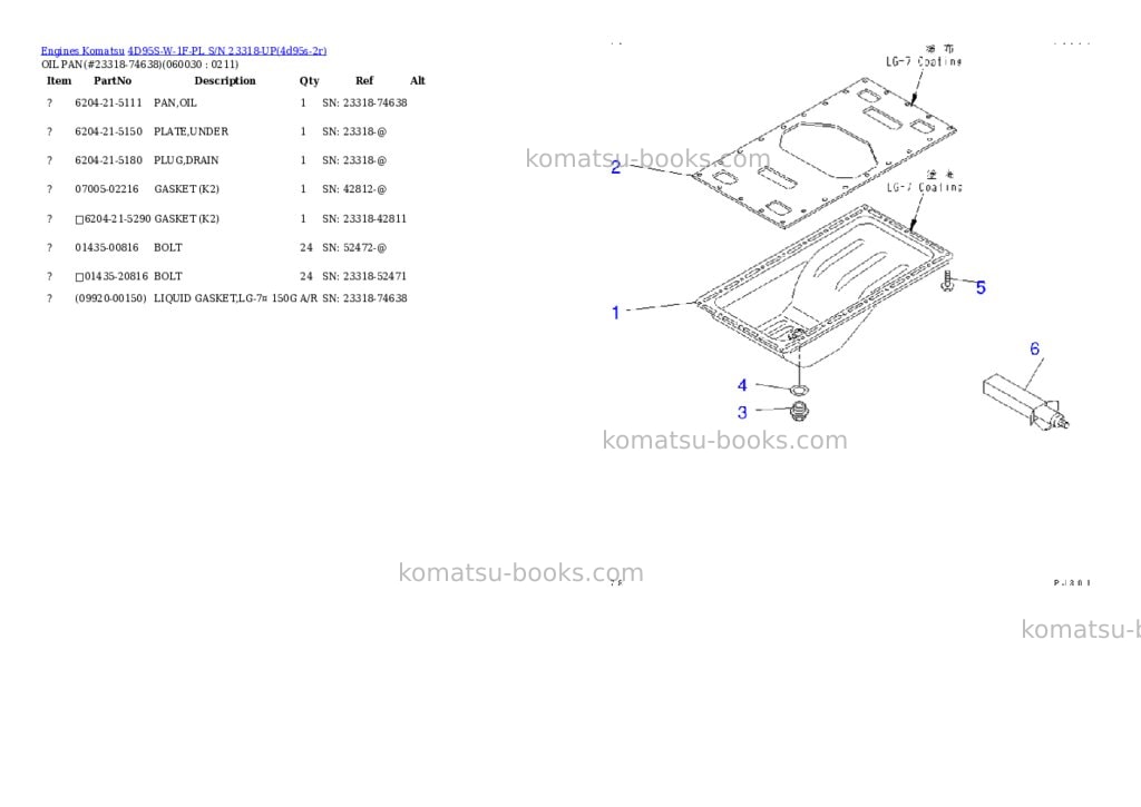 Komatsu 4D95S-W-1F-PL S/N 23318-UP Parts catalog cover Page 10