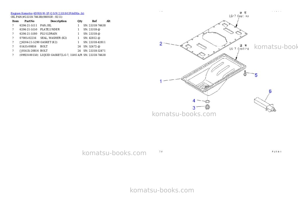 Komatsu 4d95s-w-1f-q s/n 23318-up Parts catalog cover Page 10