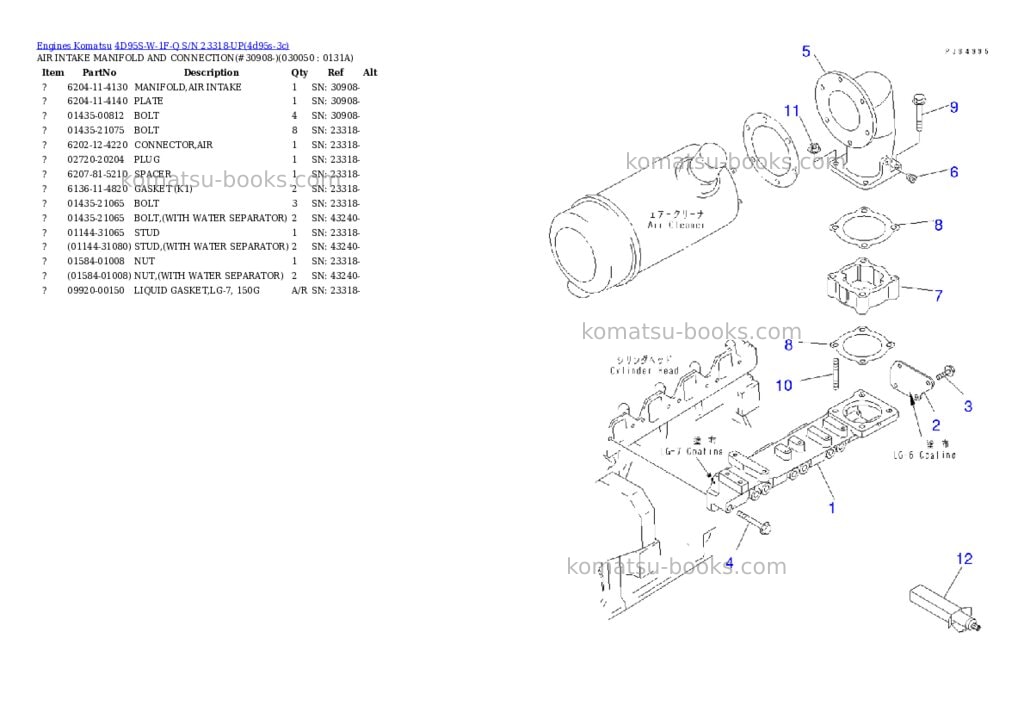 Komatsu 4d95s-w-1f-q s/n 23318-up Parts catalog cover Page 4