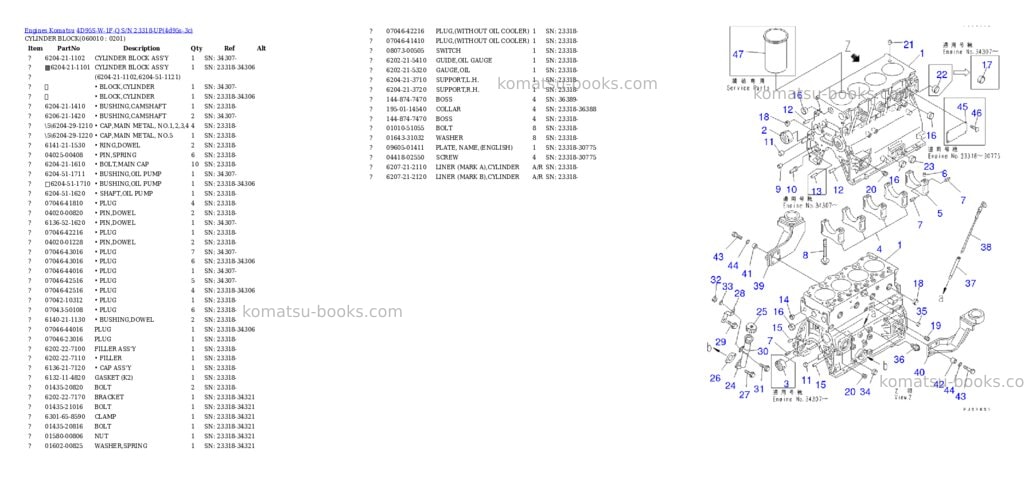 Komatsu 4d95s-w-1f-q s/n 23318-up Parts catalog cover Page 8