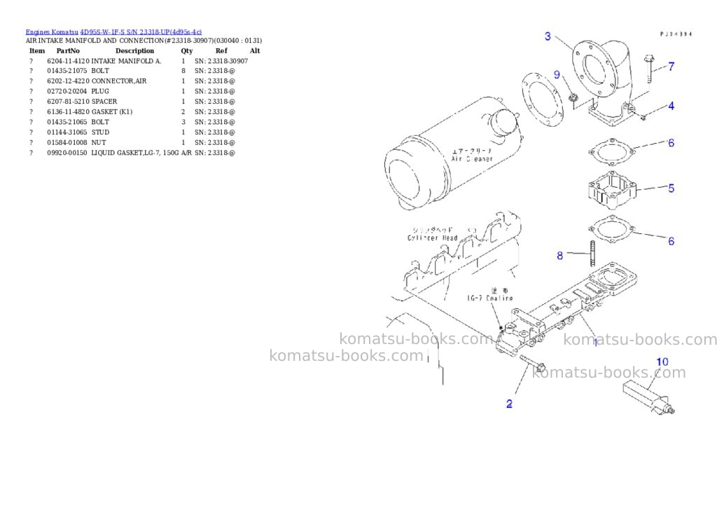 Komatsu 4D95S-W-1F-S S/N 23318-UP Parts catalog cover Page 3 Komatsu 4D95S-W-1F-S S/N 23318-UP Parts catalog cover Page 3