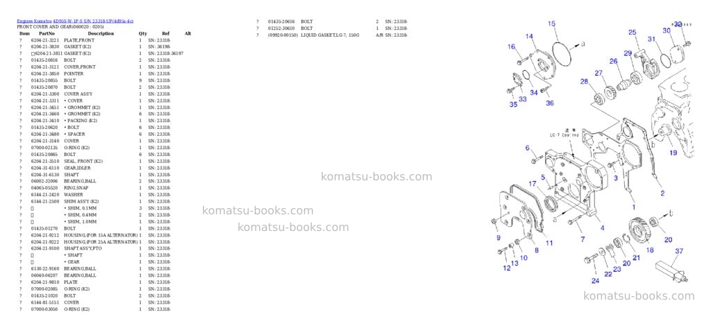 Komatsu 4D95S-W-1F-S S/N 23318-UP Parts catalog cover Page 9 Komatsu 4D95S-W-1F-S S/N 23318-UP Parts catalog cover Page 9