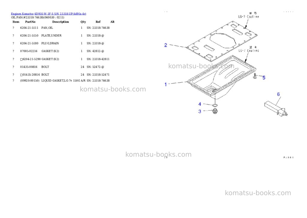 Komatsu 4d95s-w-1f-s s/n 23318-up Parts catalog cover Page 10