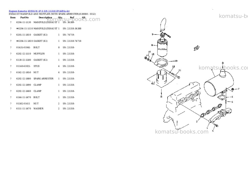 Komatsu 4d95s-w-1f-s s/n 23318-up Parts catalog cover Page 7