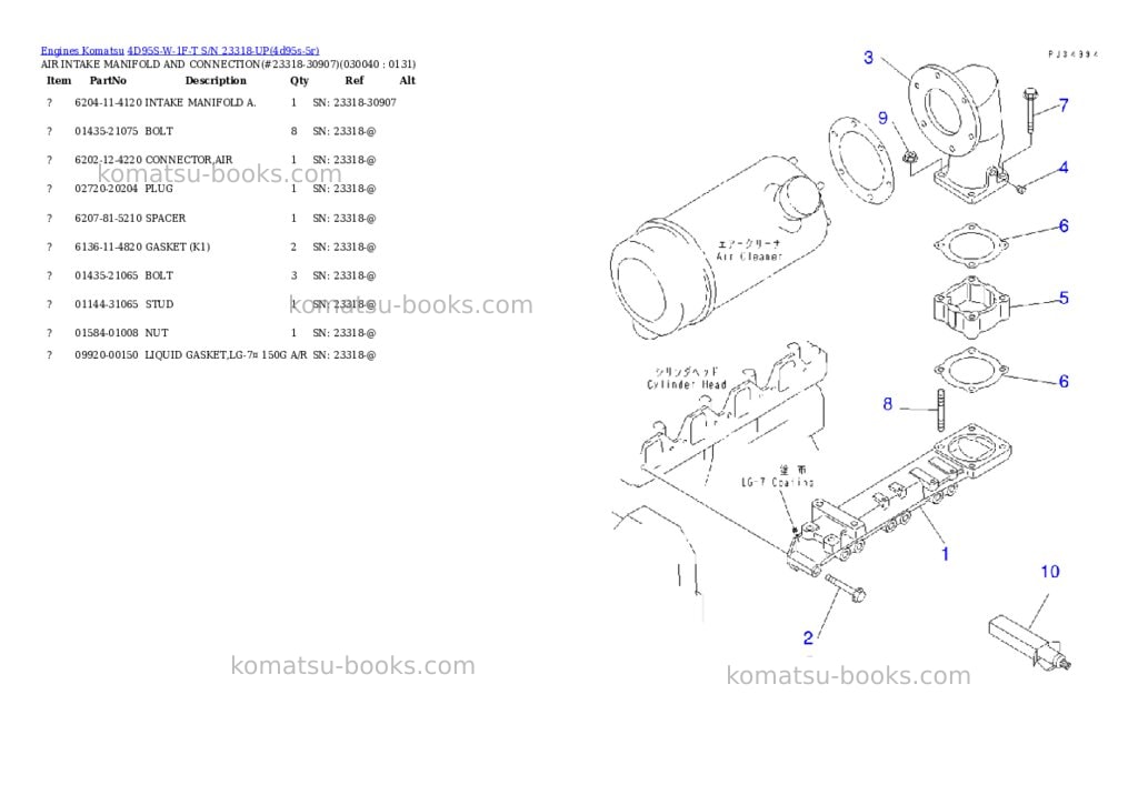 Komatsu 4d95s-w-1f-t s/n 23318-up Parts catalog cover Page 3