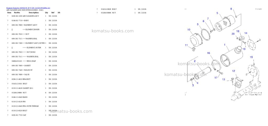 Komatsu 4d95s-w-1f-t s/n 23318-up Parts catalog cover Page 5