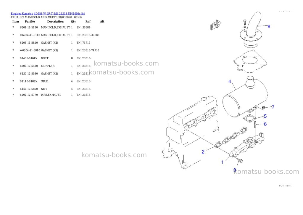 Komatsu 4d95s-w-1f-t s/n 23318-up Parts catalog cover Page 6