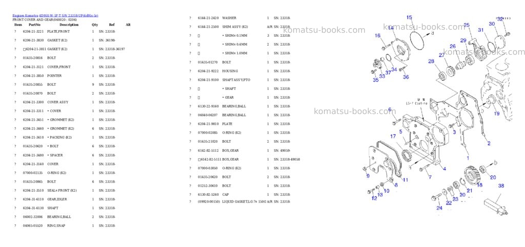 Komatsu 4d95s-w-1f-t s/n 23318-up Parts catalog cover Page 8