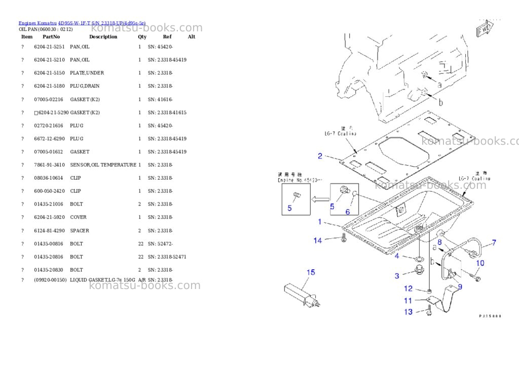 Komatsu 4d95s-w-1f-t s/n 23318-up Parts catalog cover Page 9