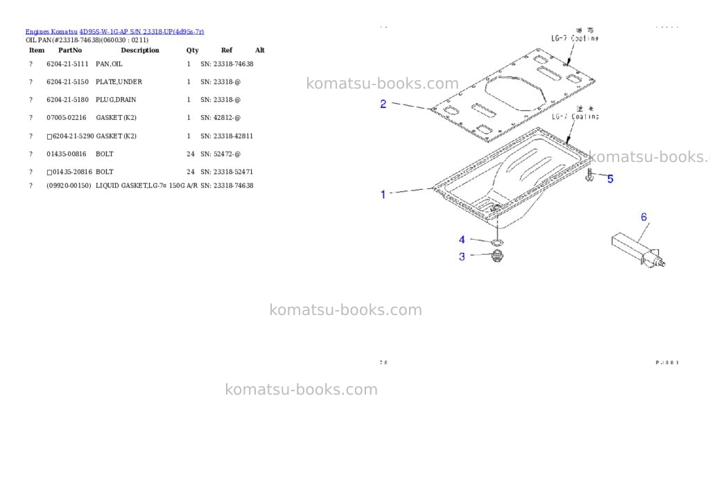 Komatsu 4d95s-w-1g-ap s/n 23318-up Parts catalog cover Page 10