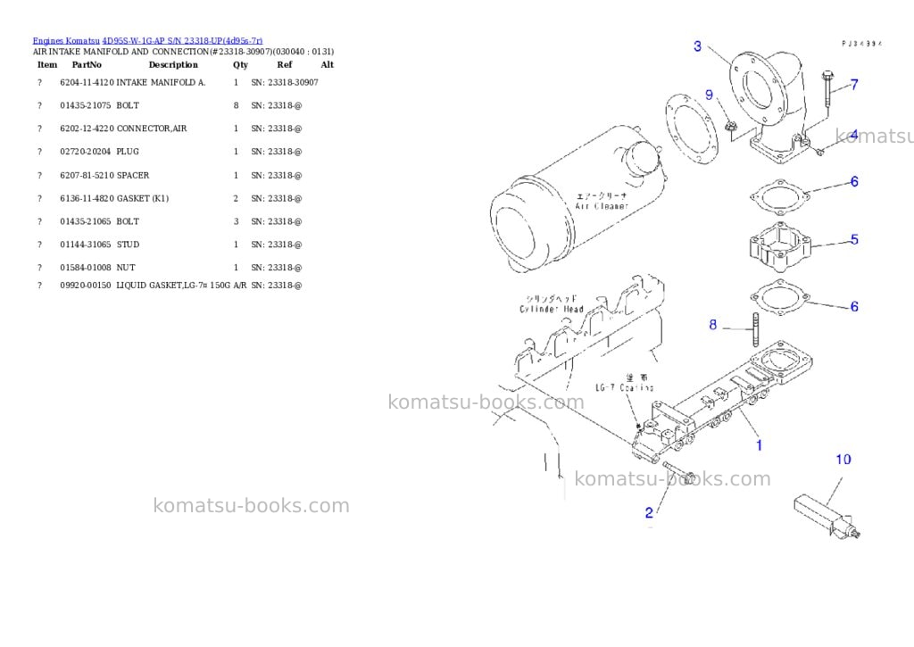 Komatsu 4d95s-w-1g-ap s/n 23318-up Parts catalog cover Page 3