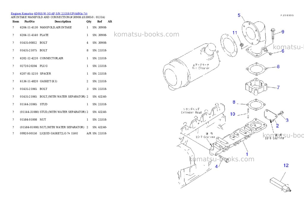 Komatsu 4d95s-w-1g-ap s/n 23318-up Parts catalog cover Page 4
