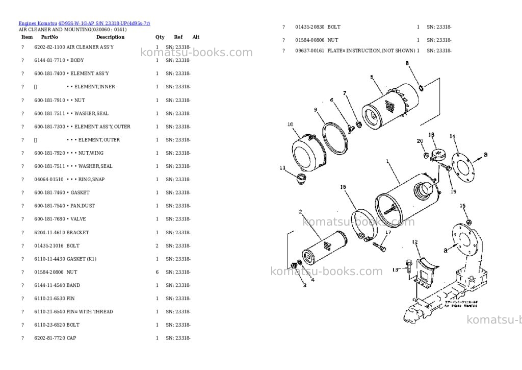 Komatsu 4d95s-w-1g-ap s/n 23318-up Parts catalog cover Page 5