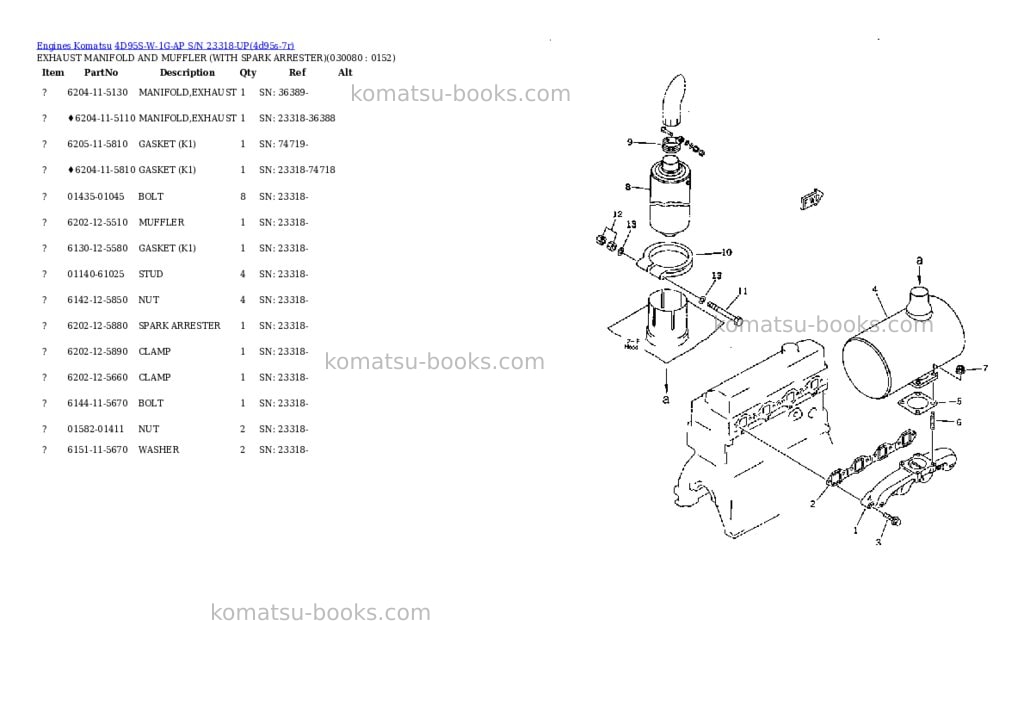 Komatsu 4d95s-w-1g-ap s/n 23318-up Parts catalog cover Page 7