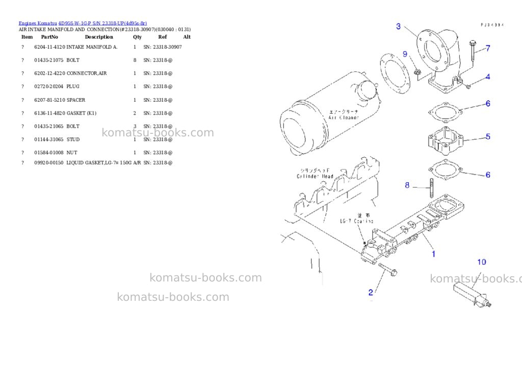 Komatsu 4d95s-w-1g-p s/n 23318-up Parts catalog cover Page 3
