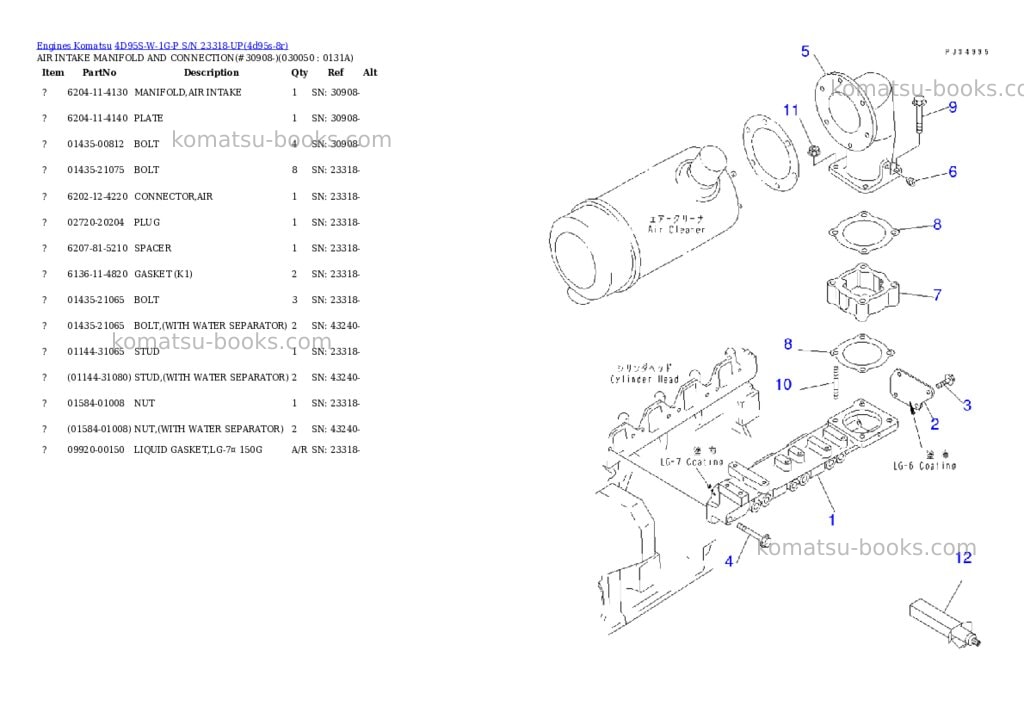 Komatsu 4d95s-w-1g-p s/n 23318-up Parts catalog cover Page 4